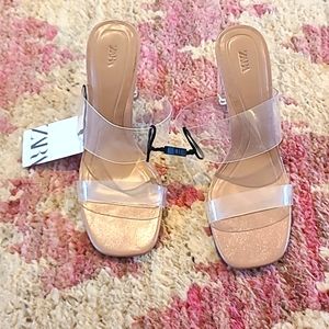 Zara Transparent Heeled Sandal sz 38 *NWT*